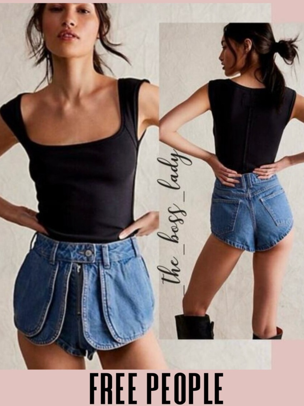 Free People shorts 25 denim high rise boho cotton jeans